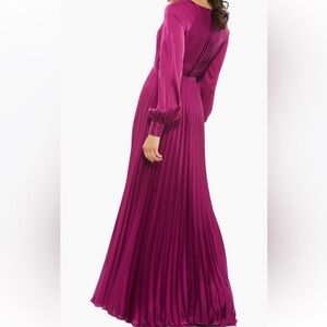 COPY - Leena For Mac Duggal Pleated Long Sleeve Satin A-Gown Color:Berry